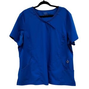 Cherokee Infinity Scrub Top Womens 2XL Royal Blue Excellent Mock Wrap 2625A